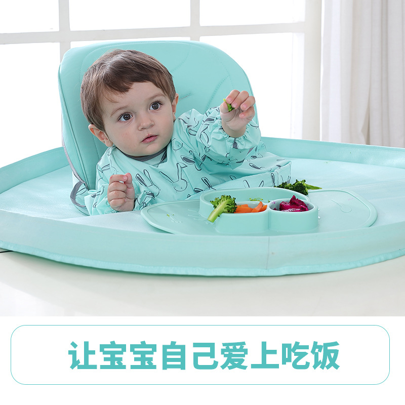 Picture of Blw Independent Feeding Baby Food Supplement Tableware Anti-Dirty Artifact Baby Dining Table and Chair Pad Feeding Bib Tray