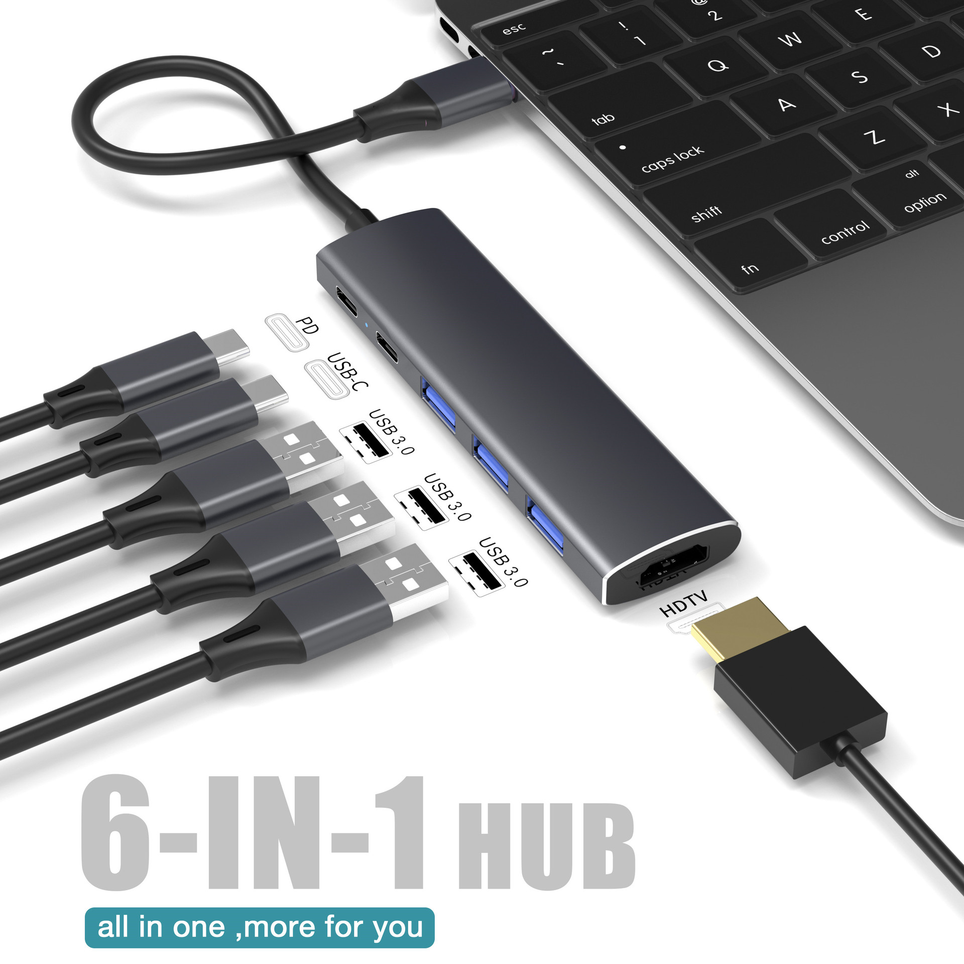 Picture of Expansion Dock Typec Expansion HDMI Projection Screen Conversion USB Splitter Hub Hub Network Cable Multi-Interface Hub