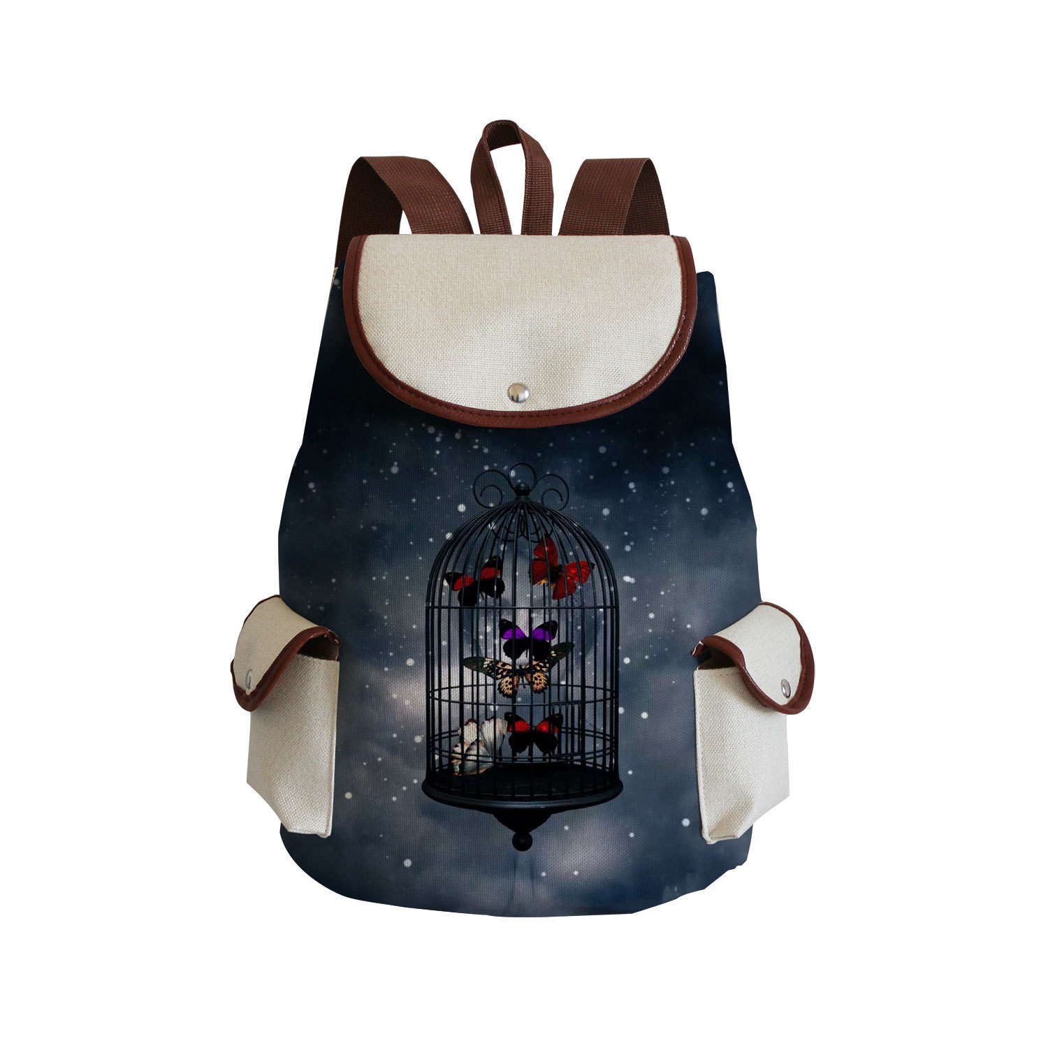 Picture of Cross-border Style Butterfly Printed Backpack ins Style Large Capacity Women's Multifunctional Backpack Portable Student Schoolbag