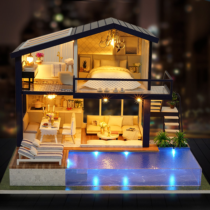 Picture of Zhiqu House diy House Time Apartment Hand-assembled Wooden Villa Model Creative Doll House Birthday Gift