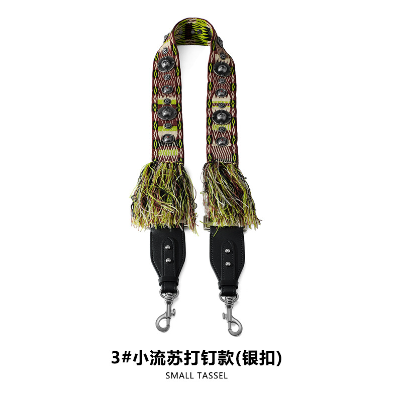 Picture of F-21 Wide Backpack with Canvas Shoulder Strap Shoulder Crossbody Cowhide Accessories Bag Strap Single Buy Tassel Nails