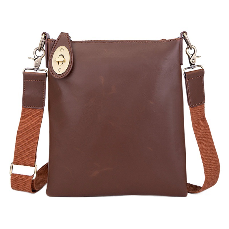 Free Agent 2024 New Korean Fashion Shoulder Bag Men's Simple Retro Leather Crossbody Bag Trendyy Men's Bag