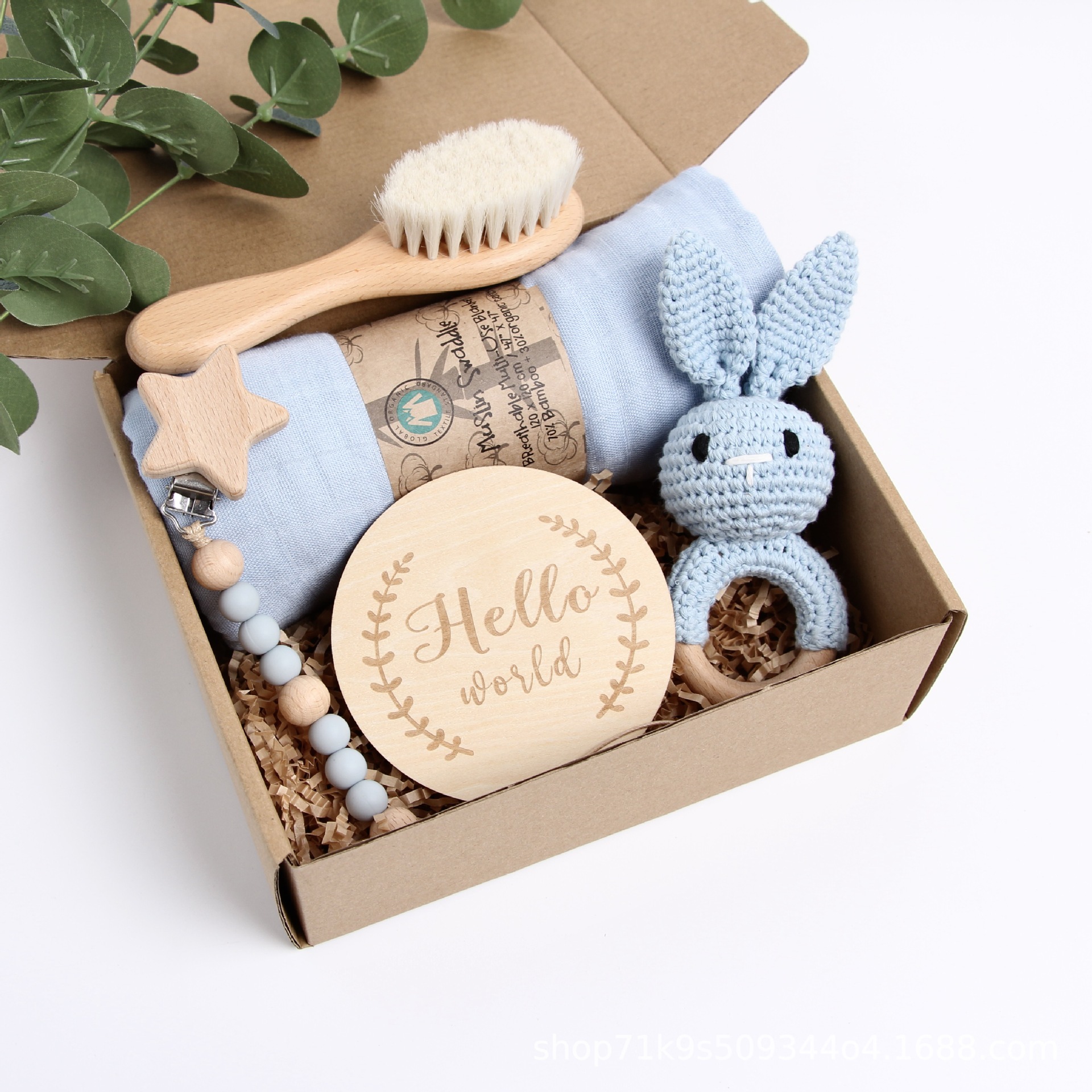 Picture of Cross-border EtsyTemuShein explosions baby newborn full moon gift box rabbit suit crochet wooden toys