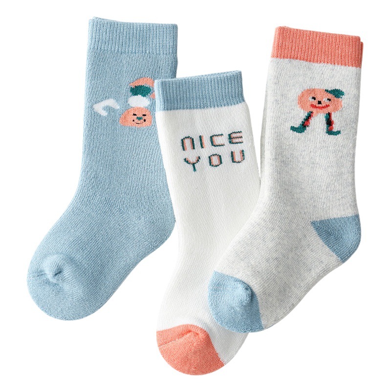 Autumn and winter new baby terry socks thickened and lengthened children's socks cotton newborn fleece-lined floor socks