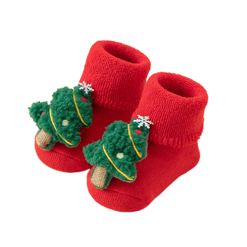 Picture of Newborn baby baby terry socks autumn and winter thick non-slip Christmas socks toddler red floor socks wholesale