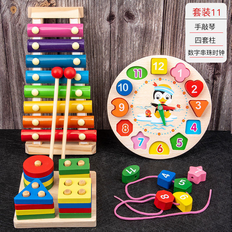 Picture of Percussion Musical Instruments Infants 0-1-2 Years Old Music Enlightenment Wooden Eight-tone Accordion Educational Music Toys