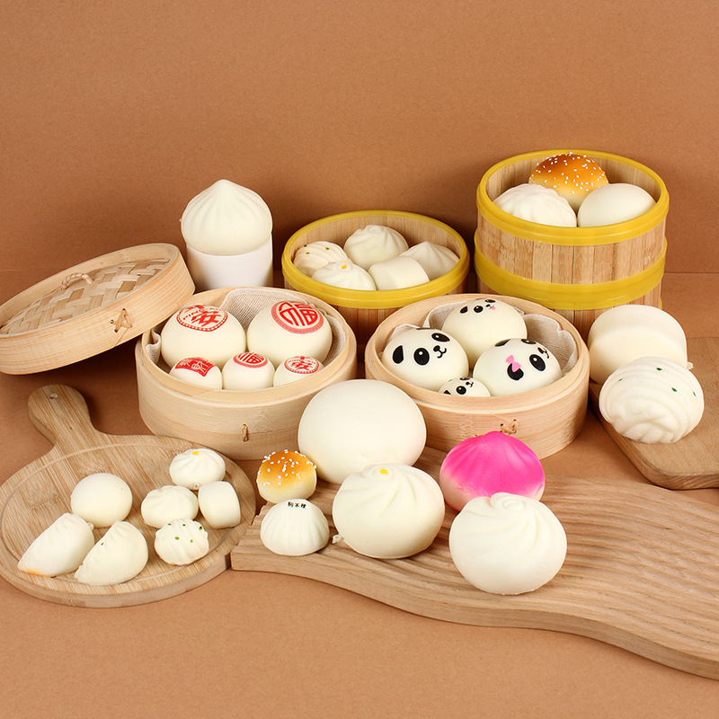 Picture of PU slow rebound simulation steamed buns dumplings flower roll model fake food food decompression pinch music toys