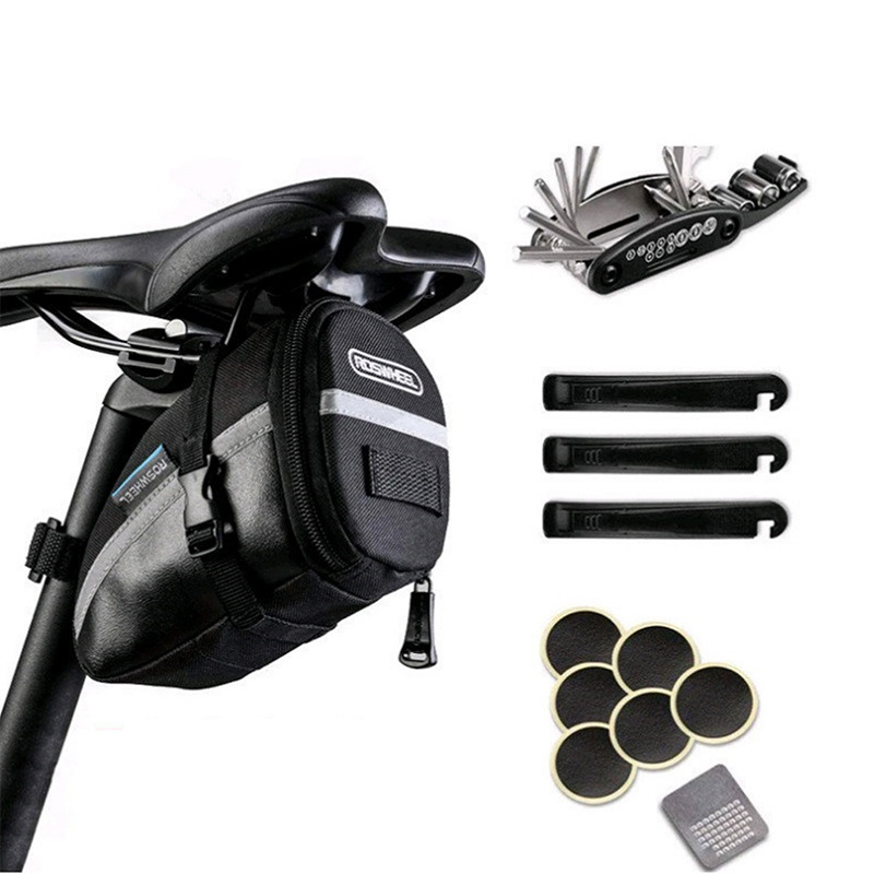 Picture of Bicycle back bag tail bag riding equipment saddle bag tool kit bicycle maintenance tool set 13196