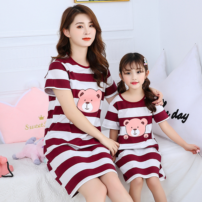 Picture of Women's Nightdress Women's Spring and Summer New Children's Clothing Girls' Pajamas Summer Cotton Home Girl's Dress Casual
