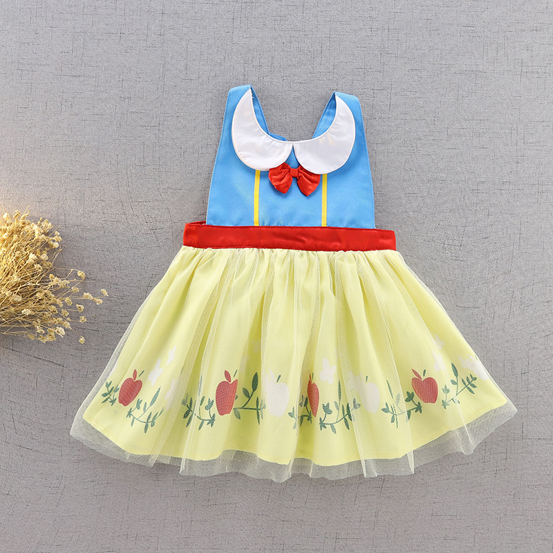 Picture of 2022 new bib apron newborn snow white ice and snow painting dining waterproof princess dress one-piece delivery
