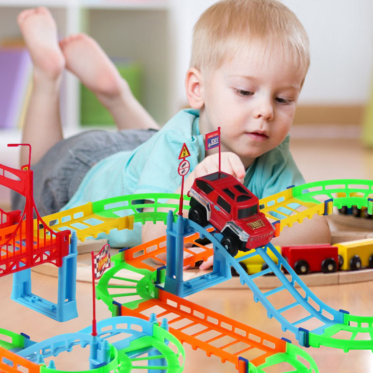 Picture of Children's Rail Car Variant Assembly Electric Simulation Small Train High Speed Track Educational diy Toy Toy Stall