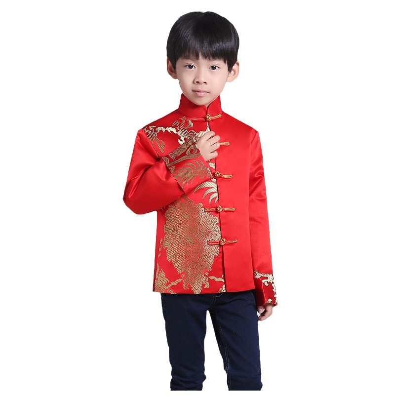 Picture of Children's Tang Suit Boy's Chinese Style Dress Boy's Festival Chinese Style Performance Dress Flower Girl's Small Host Traditional Top