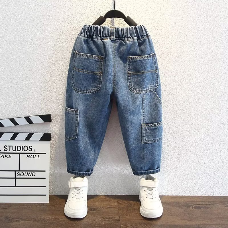 Picture of Boys' Jeans Spring and Autumn 2023 New Middle and Large Children's Trendy Cool Children's Wear Loose Fried Street Children's and Boys Long Pants