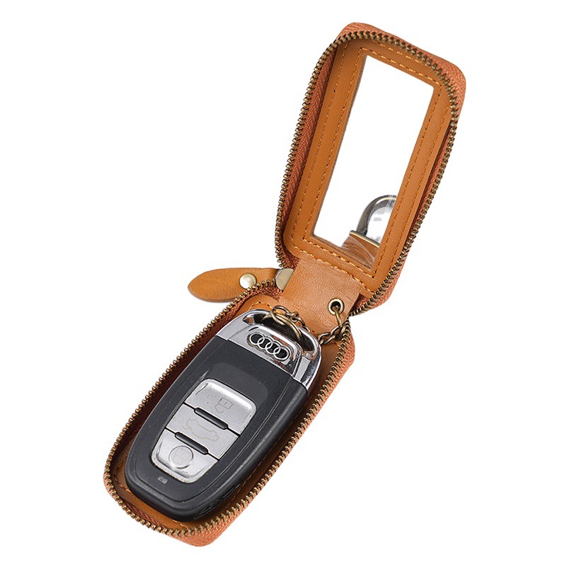 2023 New Color Key Case Genuine Leather Men's Retro Car Key Protective Case Coloring Single and Double Layer Key Case