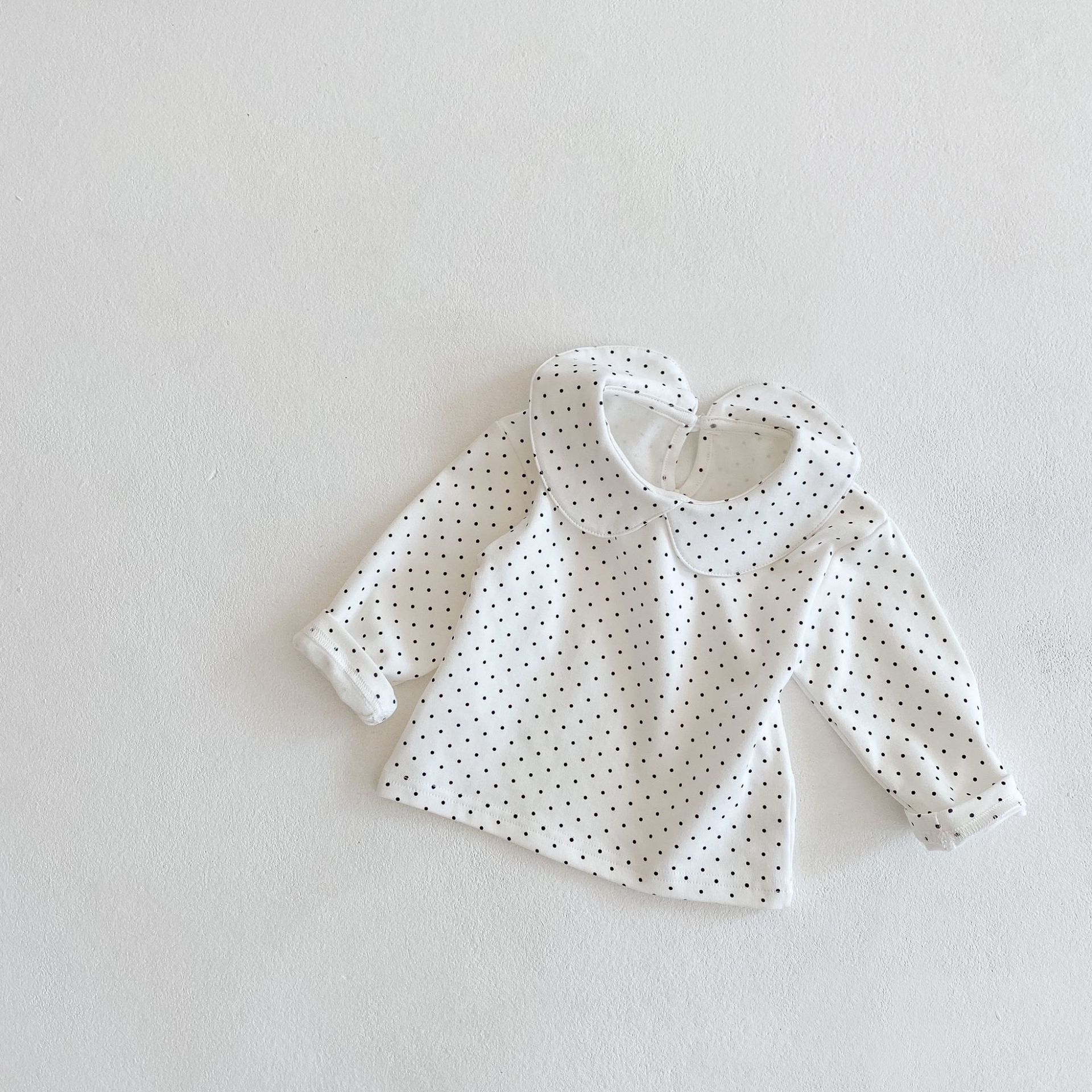 Picture of Baby T-Shirt 2025 Spring Clothing Kidsren's Doll Collar Long-Sleeved Bottoming Shirt Versatile Long-Sleeved T-Shirt Top Puff Sleeves