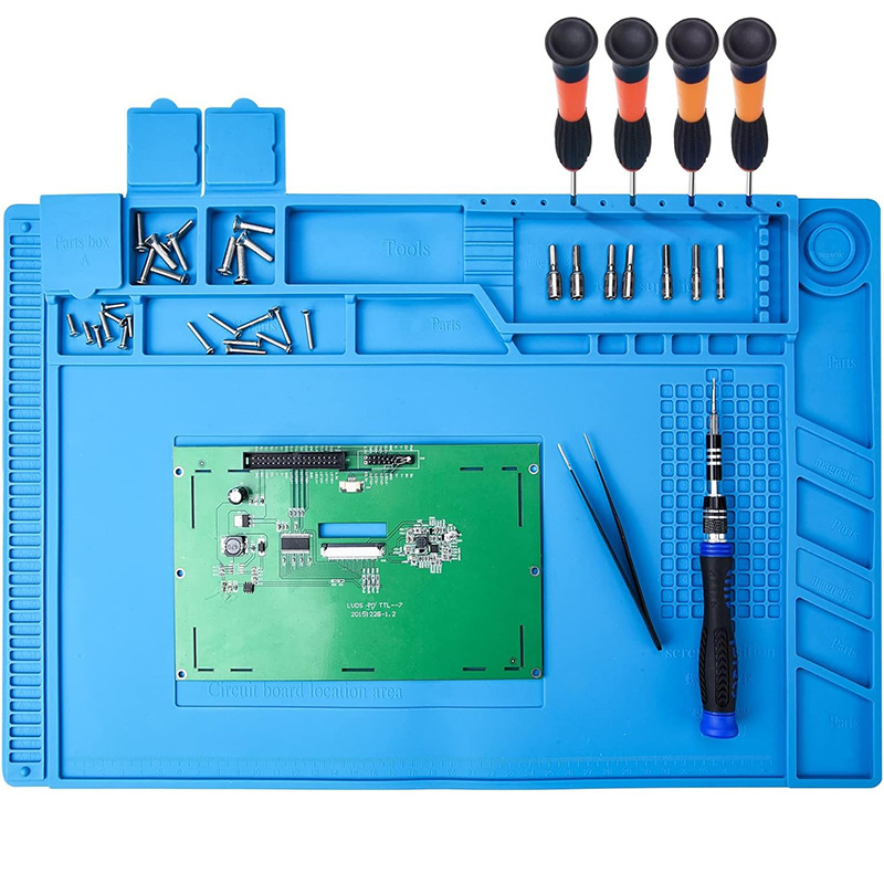 S160 computer mobile phone repair workbench heat insulation pad high temperature resistant silicone pad with magnetic hot air gun welding table