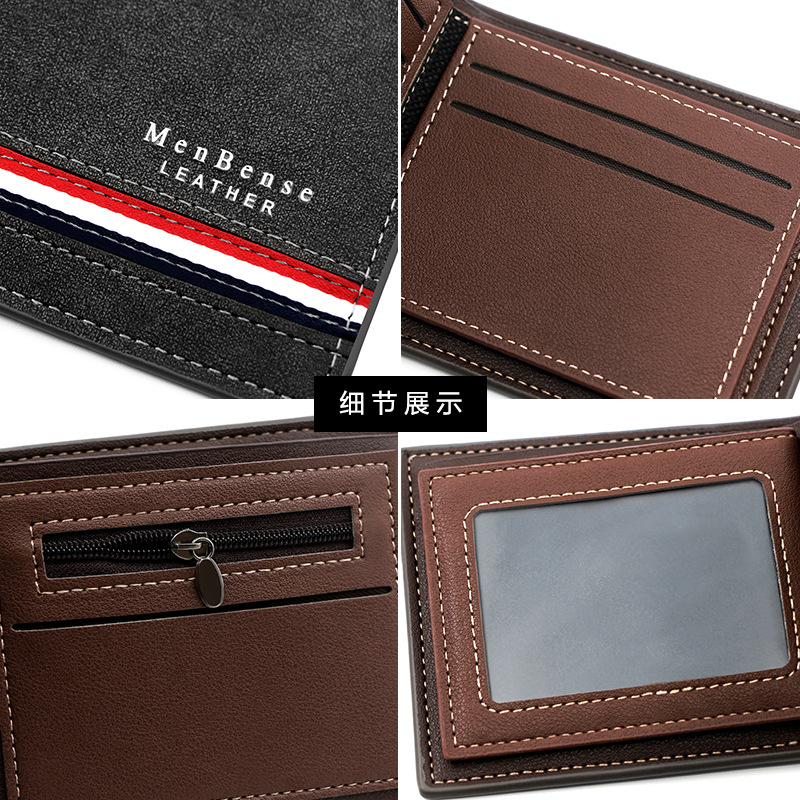 Picture of New Fashionable Men's Short Wallet Personalized Men's Coin Purse Silk Screen Wallet Men's Frosted Clutch Wallet