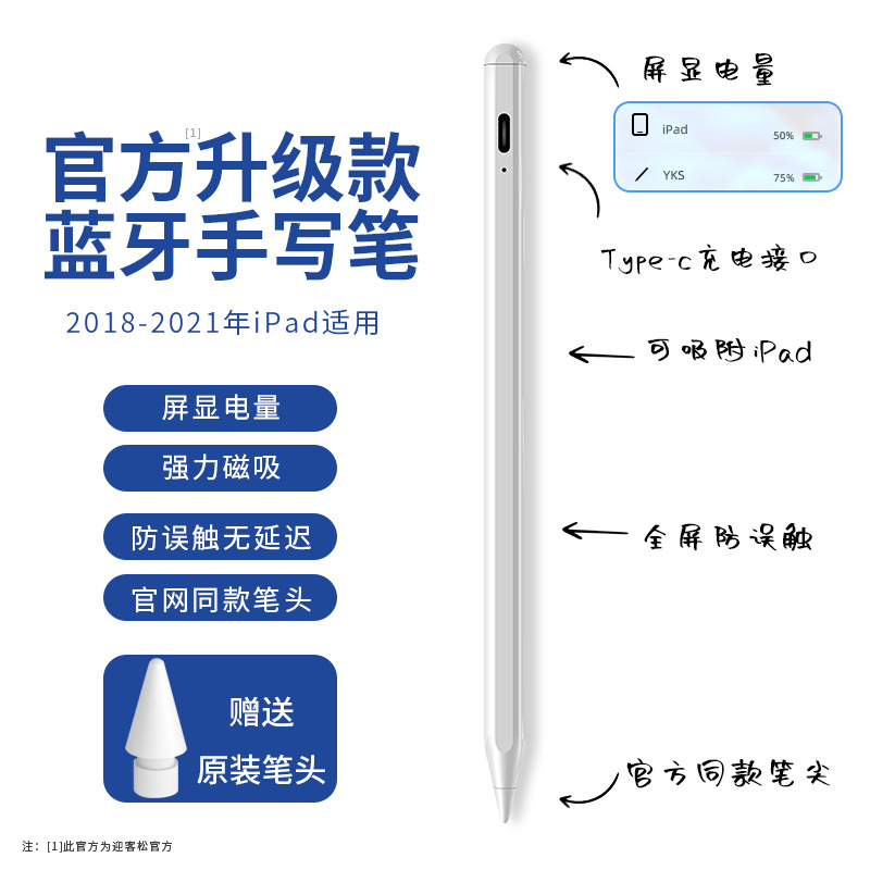 Picture of For Apple ipad capacitive pen Apple pencil second generation stylus magnetic attraction environmental protection material Bluetooth