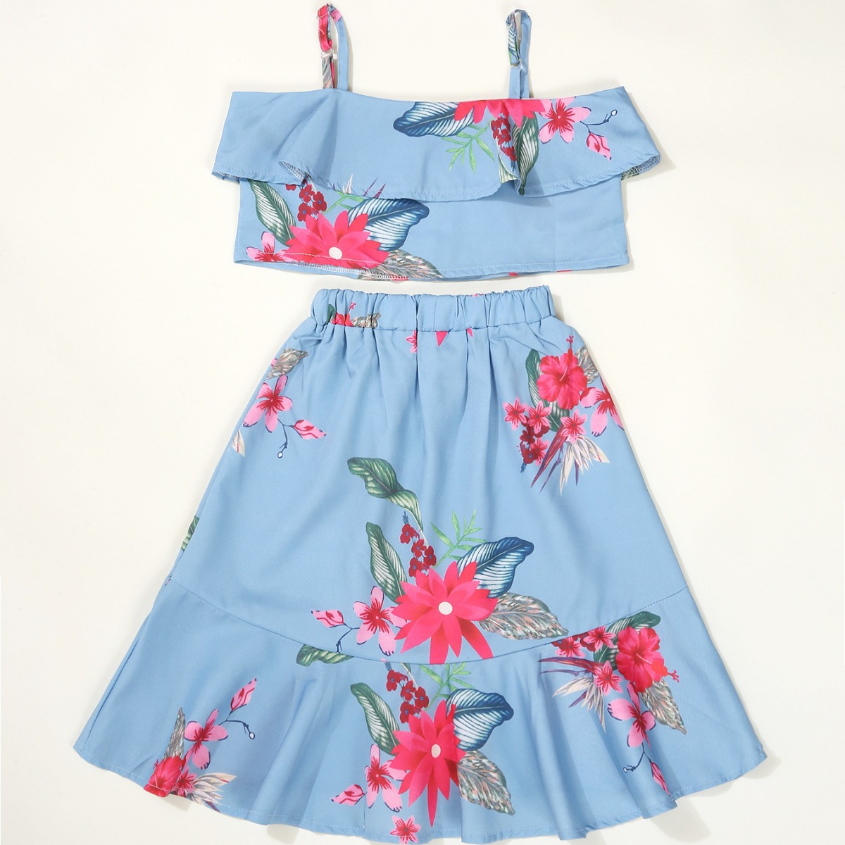 Picture of Children's Clothing Summer Girls European and American Style Export Camisole + Long Skirt Girls Two-Piece Chiffon Printed Suit
