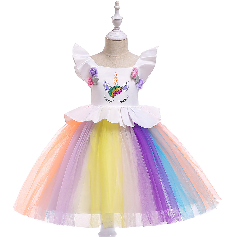 Picture of AliExpress European and American 2020 New Unicorn Children's Dress Princess Dress Children's Wear Girls Flower Girl Wedding Dress