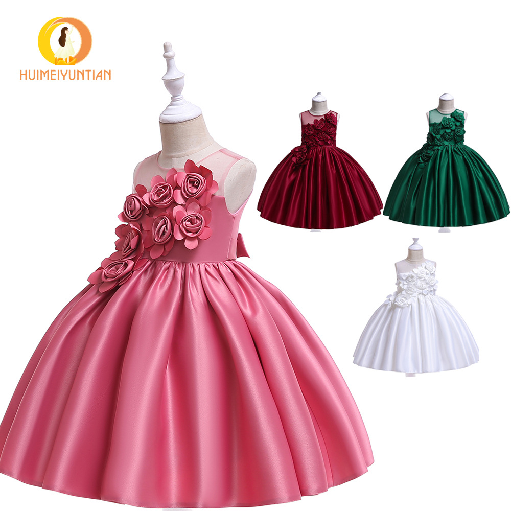 2025 Girls Satin Spliced Mesh Skirt Amazon New Children's Clothing Dress Wholesale Princess Skirt Children's Dress