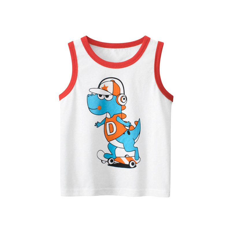 Picture of 27kids Summer Children's Wear New Children's Vest Cartoon Dinosaur Male Baby Clothes Sleeveless Clothes Shake Sound Supply