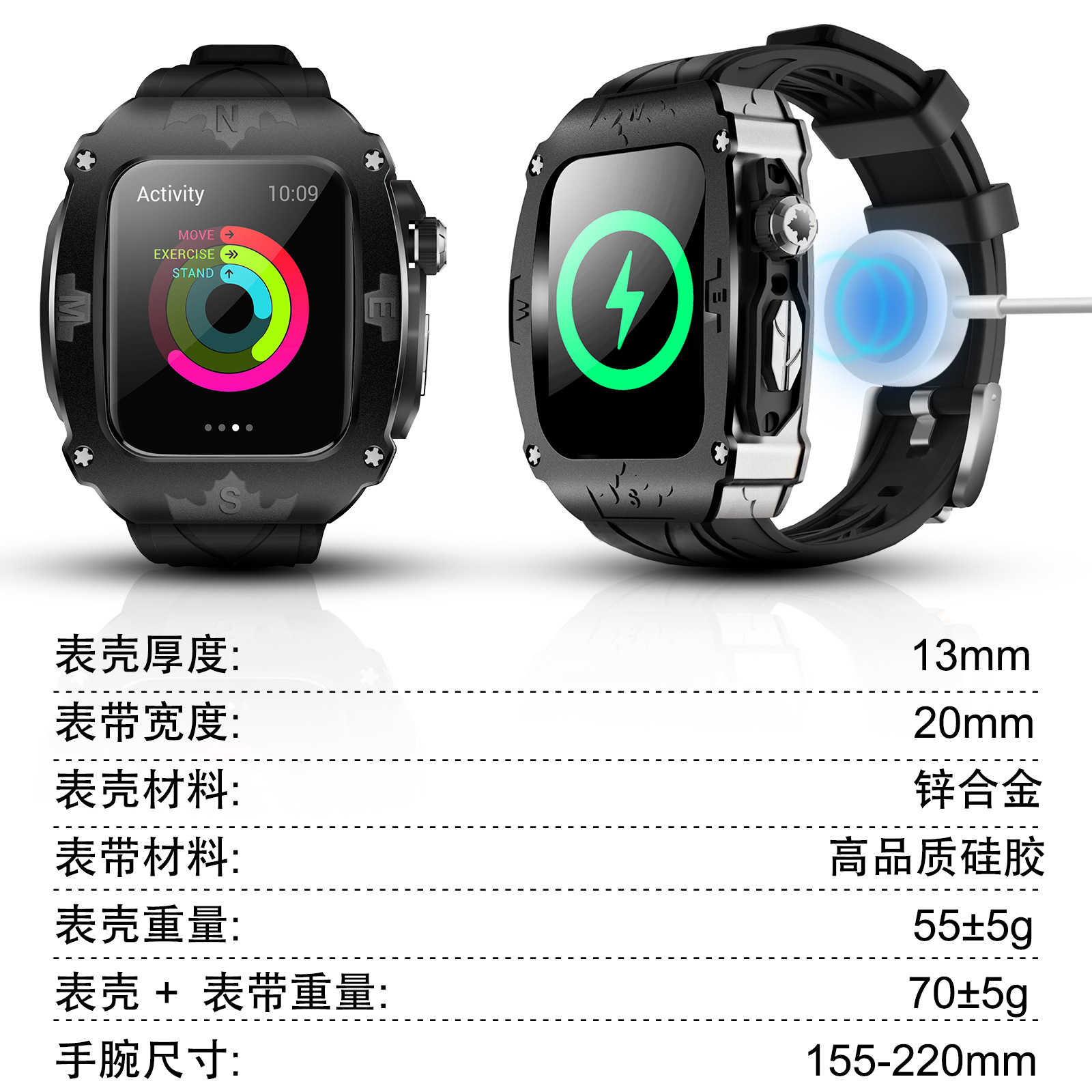 Picture of For Apple Watch Integrated Strap Metal Silicone Apple iwatch S9876 Strap 44mm45mm
