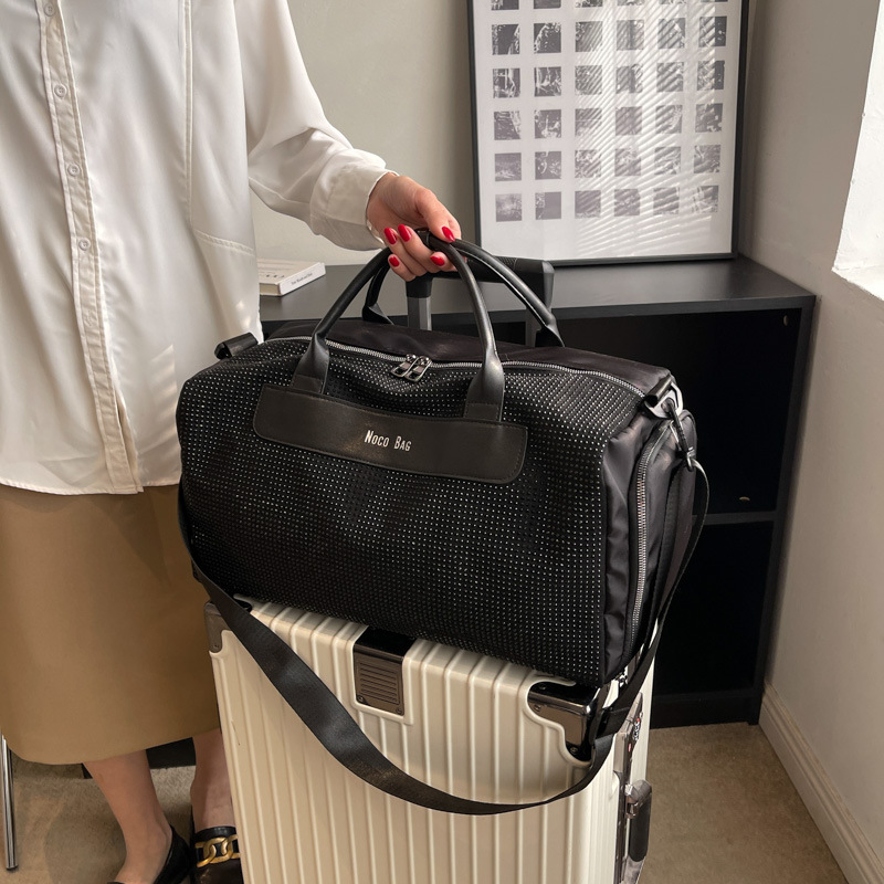 Picture of Travel Bag 2023 Women's short-distance yoga sports fitness bag independent shoe warehouse Diamond-embedded business trip boarding portable luggage bag