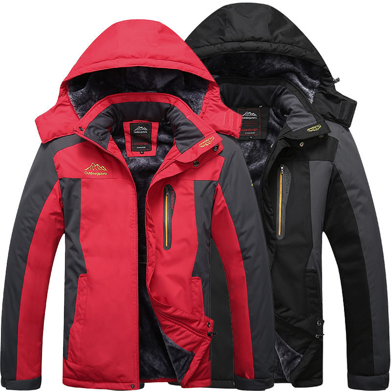 2025 Amazon Warm Winter Cotton Outwear Export Wish Large Size Mountaineering Clothing Fleece-Lined Thickeneded Outdoor Jacket