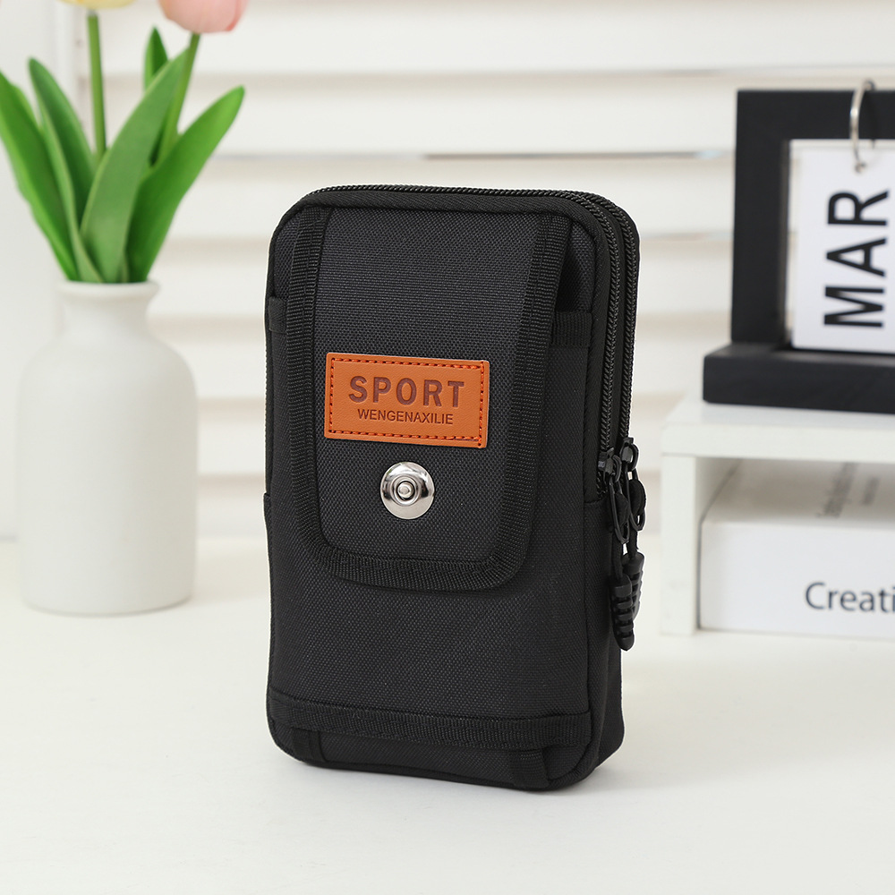 Picture of Creative Flip Canvas Waist Bag Men's Business Durable Multi-Layer Coin Purse Construction Site Work Portable Zipper Mobile Phone Bag