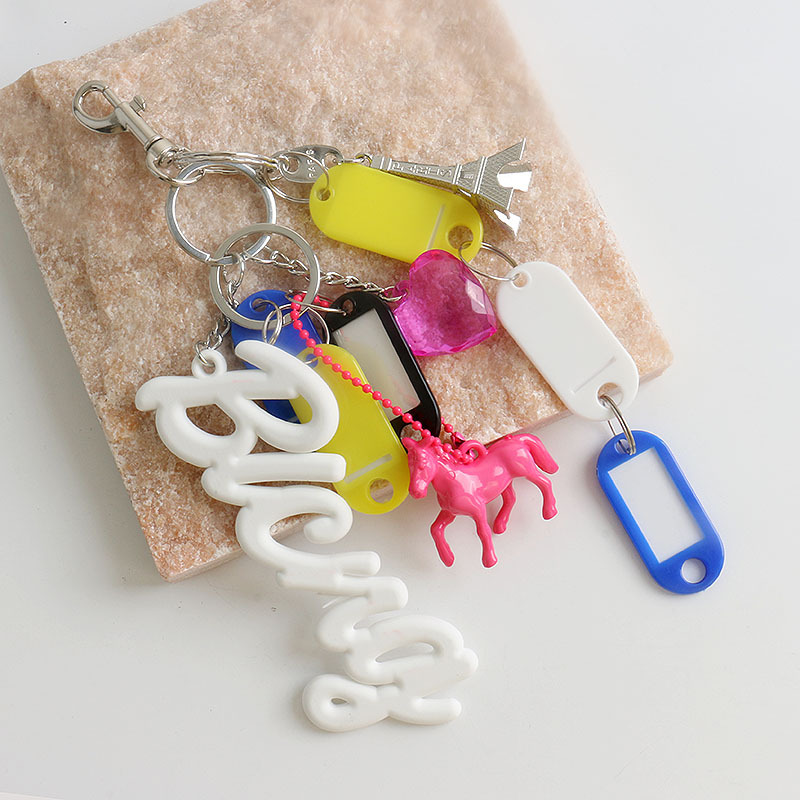 Picture of B retro exaggerated soft silicone large letter key chain rodeo bag pendant personality car key ring accessories