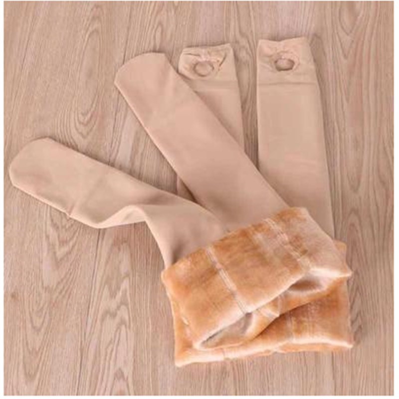 Nylon Winter Children's girls' leggings flesh skin color light legs fleece-lined thick pantyhose step-on white dance socks