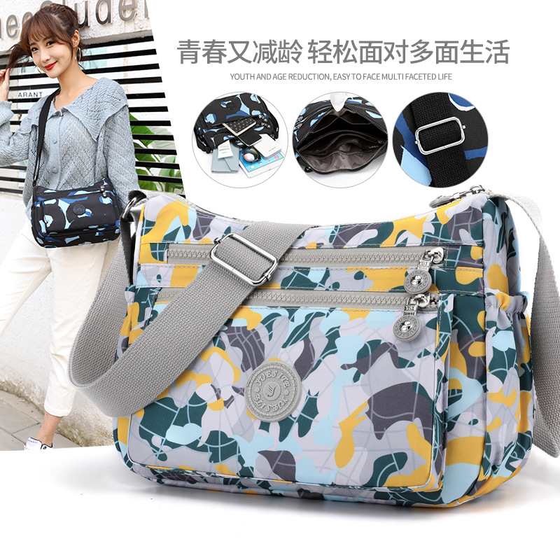 Large capacity travel crossbody bag trendy versatile women's shoulder bag lightweight waterproof nylon cloth bag fashion commuter bag