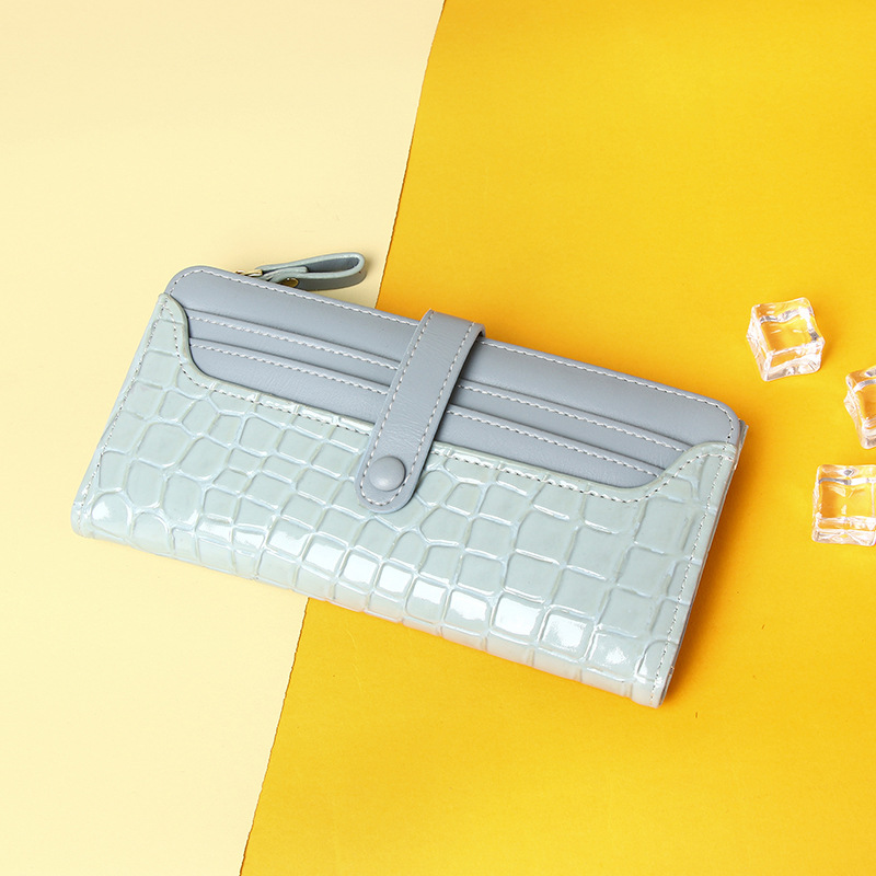 Picture of Cross-Border New Wallet Crocodile Pattern Zipper Multi-Card Slot Solid Color Simple Wallet Long High-End Large-Capacity Wallet