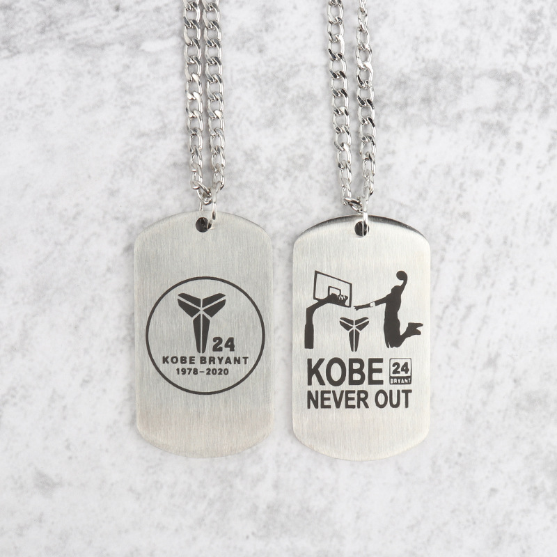 Picture of Necklace Kobe James Curry Owen Basketball Star logo Titanium Steel Necklace Pendant Commemorative Machinable Engraving
