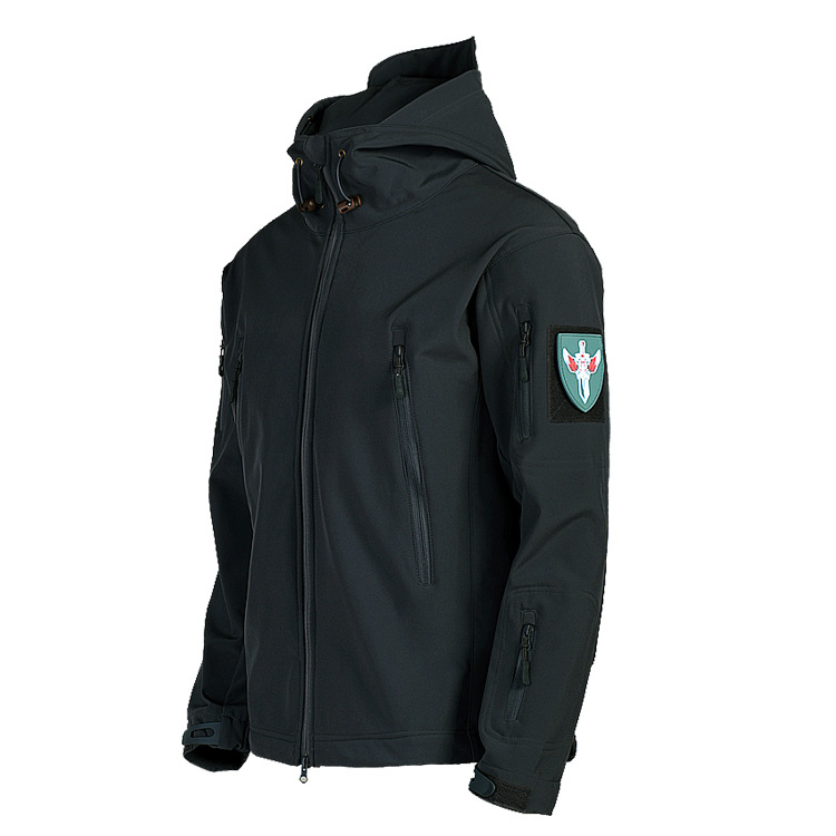 Picture of Shark skin soft shell jacket men's winter fishing clothing waterproof fleece riding mountaineering clothing breathable windproof coat autumn