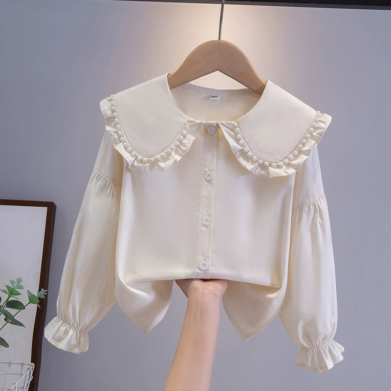 Picture of Shirt lace white girl's bottoming shirt top middle and small children's clothing student long sleeve middle and big children's inner wear overseas
