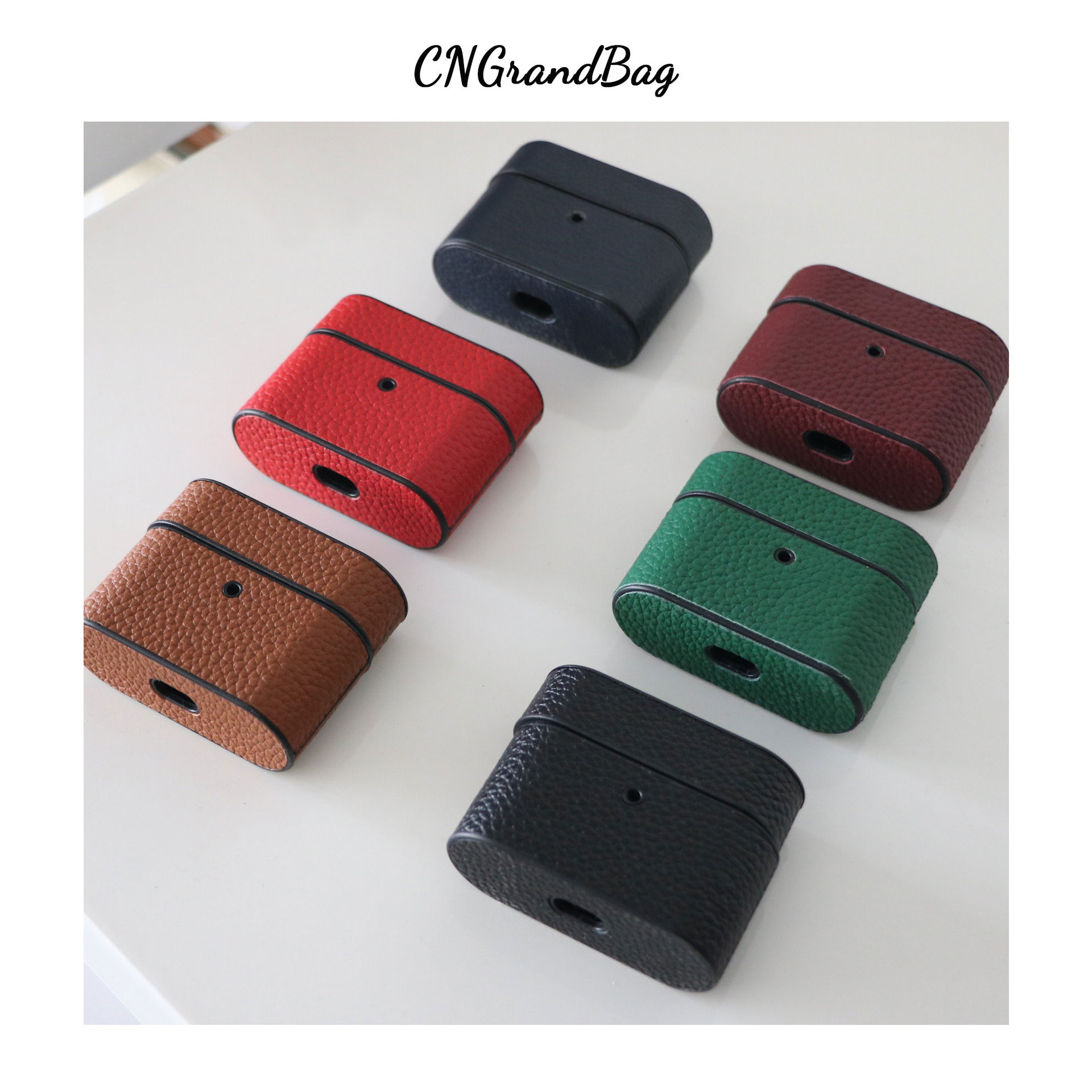 Picture of Suitable for Airpods 1/2/Pro Leather Case Genuine Leather Litchi Pattern Apple Wireless Bluetooth Headset Protective Case/Case