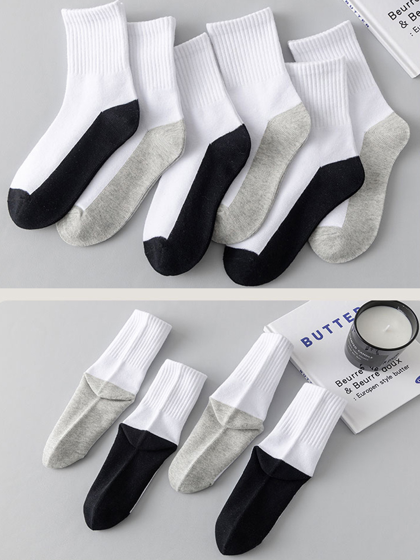 Picture of Children's white socks for boys and girls mid-barrel spring and autumn and winter sports socks for big children and primary school students mid-child dirty-resistant student socks