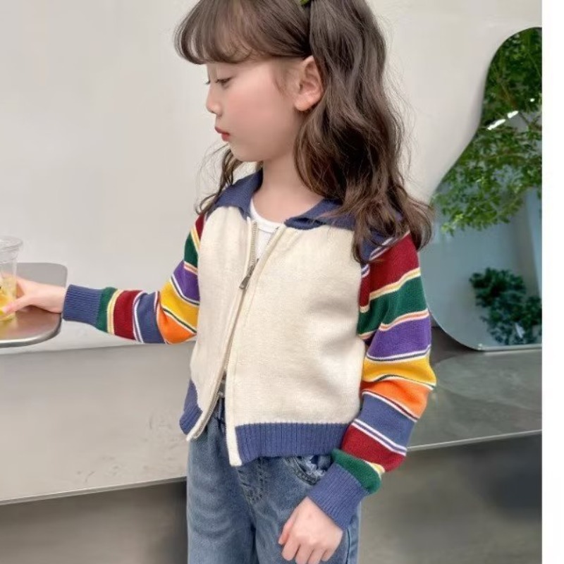 Picture of Girls' Sweater Coat Thin Spring and Autumn 2023 New Style Fashionable Autumn Children's Early Autumn Knitted Cardigan Autumn Wear