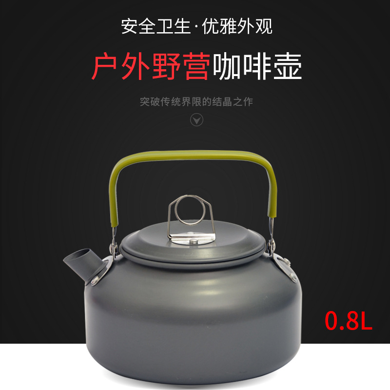 Picture of Outdoor Portable Aluminum Alloy Coffee Pot Teapot Water Kettle Camping Picnic Fishing Water Kettle 0.8L