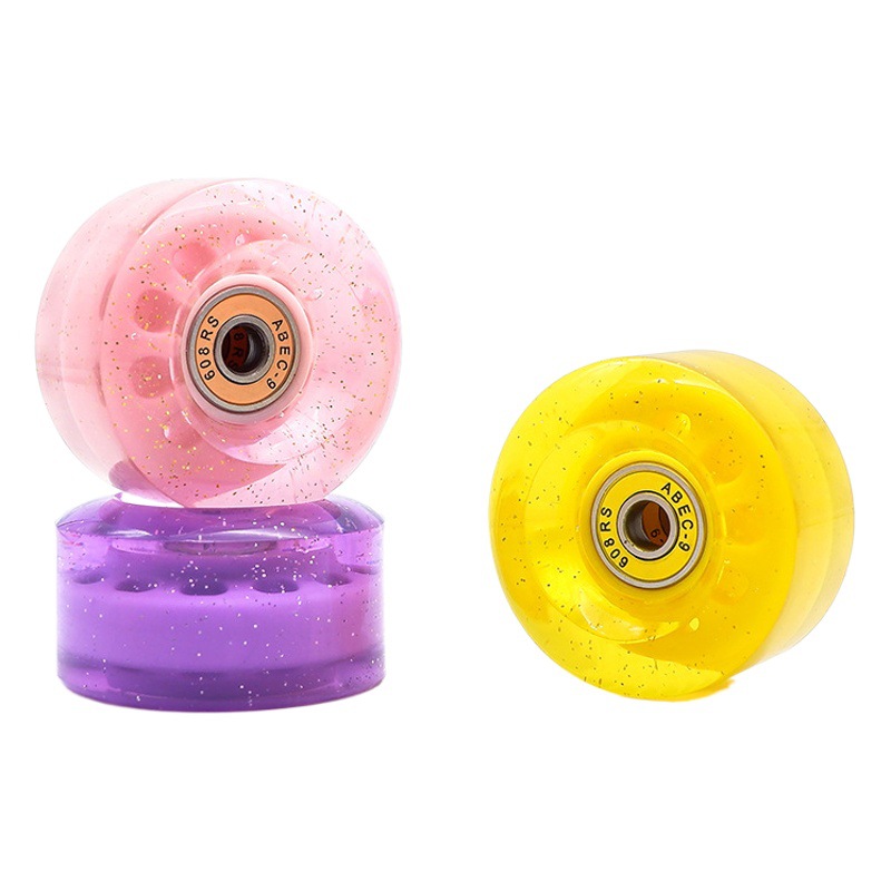 5832 double-row skate shoes high elastic PU wheel four-wheel roller skates 82A non-luminous wheel colorful sequins transparent wheel