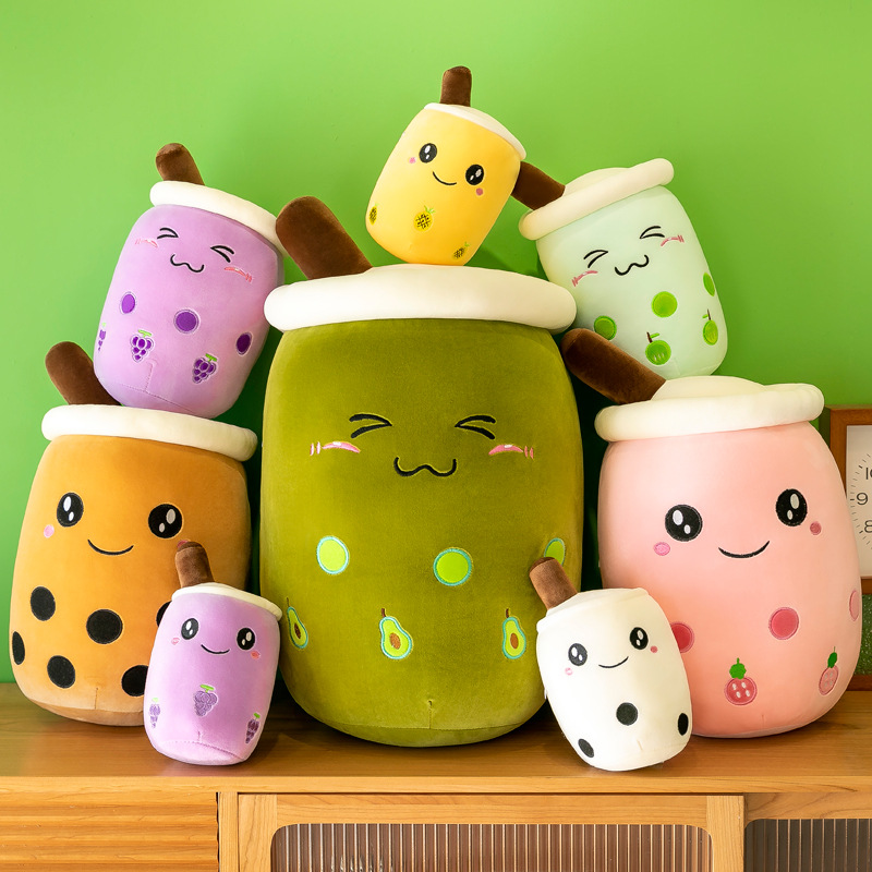 Picture of Simulation fruit milk tea cup pillow plush toy large bubble tea Doll Doll Gift cross-border foreign trade