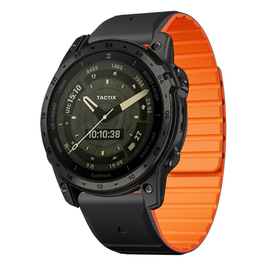 Suitable for Jiaming two-color silicone magnetic strap two-section 22MM26mm magnetic back ring contrast color watch strap wholesale