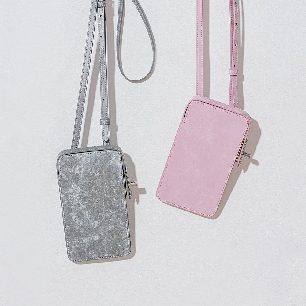 New Chinese Style Lock Phone Bag National Style Satin Cowhide Box Bag 2024 New Vintage Fashion Mini Crossbody Bag
