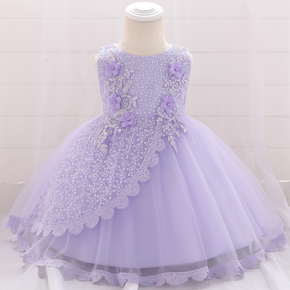 Picture of Cross-border applique baby baby dress princess dress newborn hundred days wine full moon children's wedding dress dress