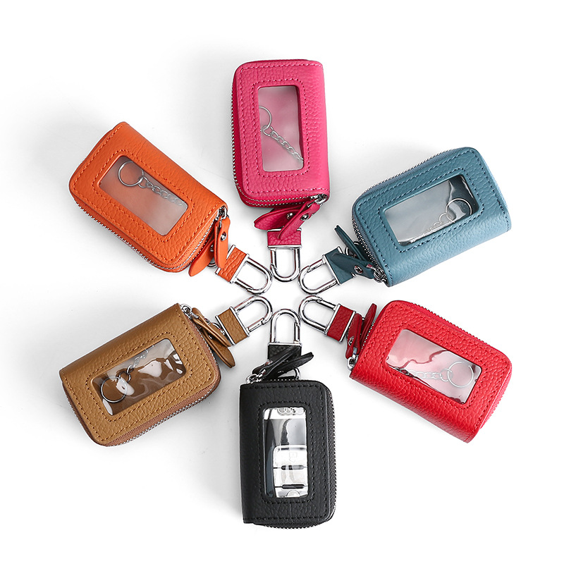 Picture of Genuine leather key bag men's double zipper car key set cross-border retro first layer cowhide key bag wholesale
