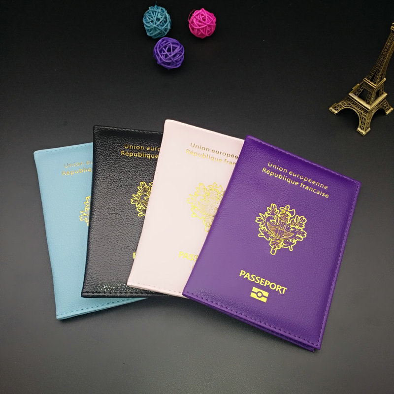 Picture of French Passbook Holder PU Material Open Double Folding ID Holder Passbook Holder Multiple Colors