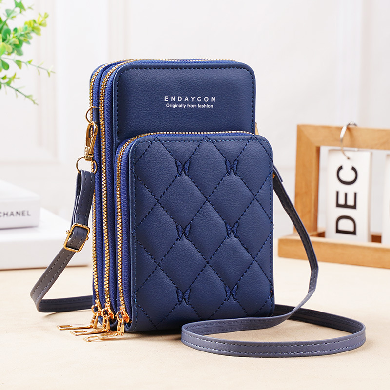 Picture of New Mobile Phone Bag Women's Korean-style Fashionable Multifunctional Crossbody Shoulder Bag Three-layer Zipper Solid Color Simple Mini Wallet