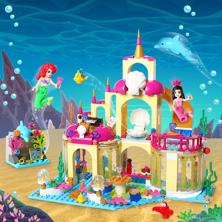 Picture of JG306 Building Blocks Girl Assembled Building Blocks Compatible with Lego Ariel Princess Underwater Palace Mermaid 1
